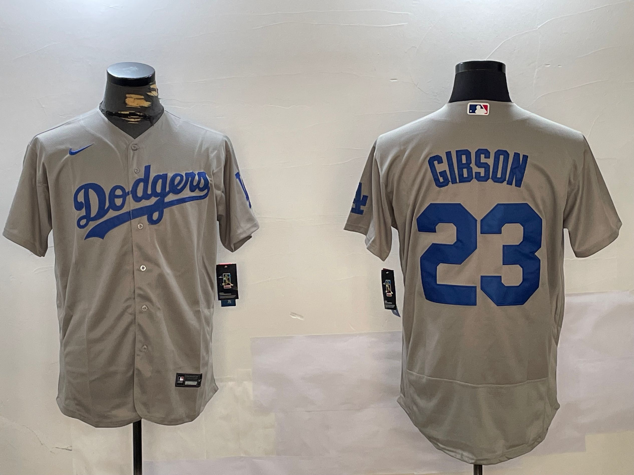 Men Los Angeles Dodgers #23 Gibson Grey Elite 2024 Nike MLB Jersey style 1216